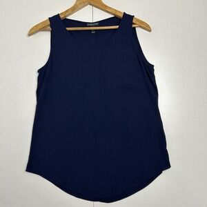 EILEEN FISHER‎ 100% Silk Sleeveless Blouse Dark Navy Blue Size PP Basics Summer